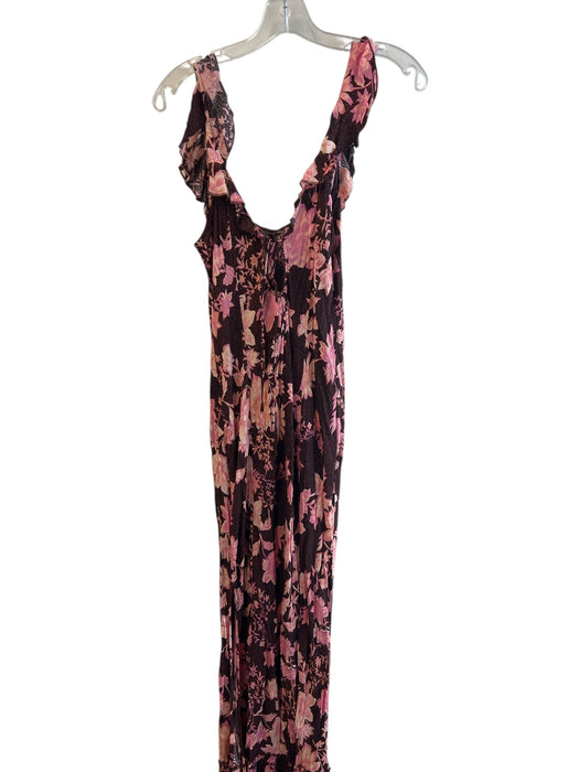 Free People Intimately Size Small Pink & Burgundy Viscose Scoop Back Long Dress Pink & Burgundy / Small