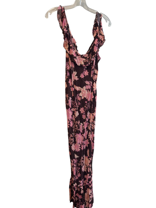 Free People Intimately Size Small Pink & Burgundy Viscose Scoop Back Long Dress Pink & Burgundy / Small