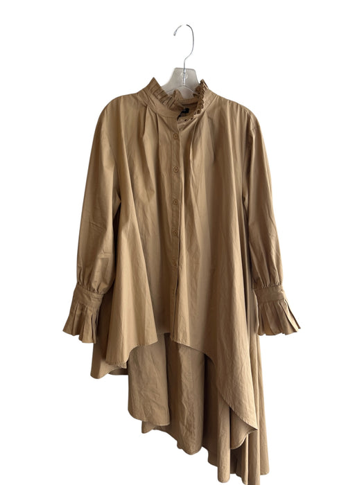 CQ by CQ Size S/M Light Brown Cotton High Low Pockets Pleat Detail Dress Light Brown / S/M