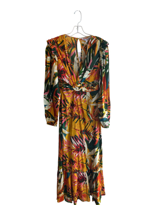 Walter Baker Size 4 Green, Yellow & Multicolor Cotton Palm Leaf Back Zip Dress Green, Yellow & Multicolor / 4