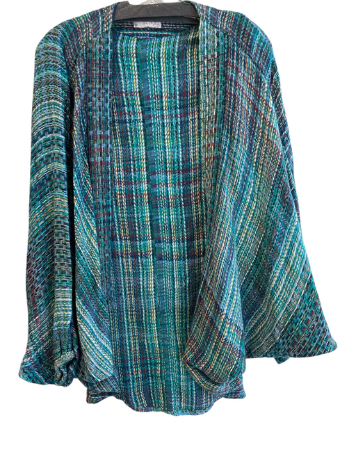 Free People Size One Size Blue & Multi No Fabric Tag Short Sleeve Knit Cardigan Blue & Multi / One Size