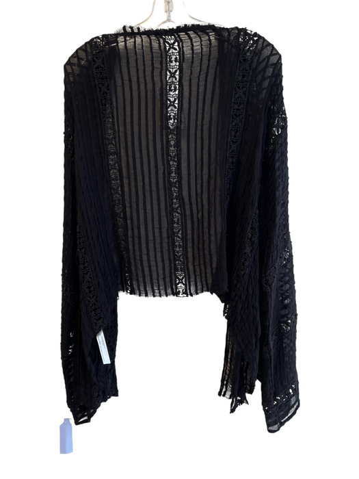 Free People Size XS/S Black Viscose Long Sleeve Cut Out Detail Cardigan Black / XS/S