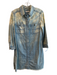 7 For All Mankind Light Wash Cotton Long Sleeve Acid Wash Chest Pocket Dress Light Wash