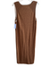 Free People Beach Size M Brown & White Cotton Blend Sleeveless Knit V Neck Dress Brown & White / M