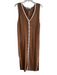 Free People Beach Size M Brown & White Cotton Blend Sleeveless Knit V Neck Dress Brown & White / M