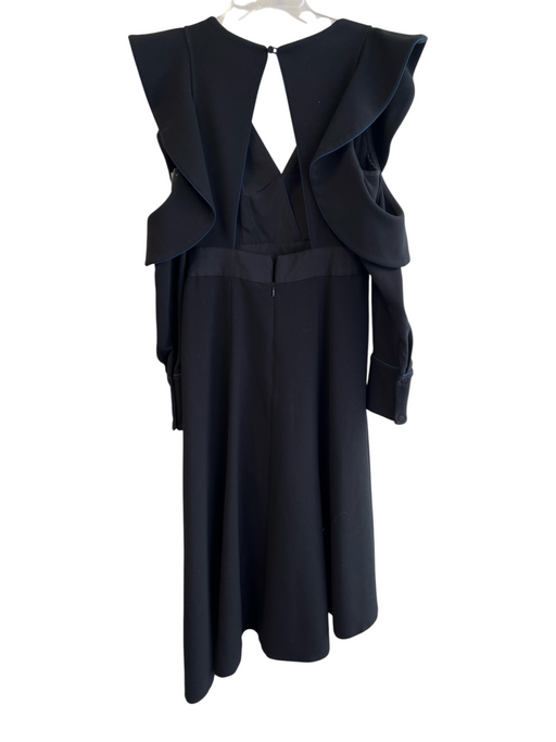 Self Portrait Size 6 Black Polyester Long Sleeve Waist Belt Open Back Dress Black / 6