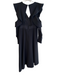 Self Portrait Size 6 Black Polyester Long Sleeve Waist Belt Open Back Dress Black / 6