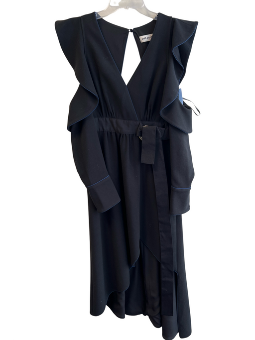 Self Portrait Size 6 Black Polyester Long Sleeve Waist Belt Open Back Dress Black / 6