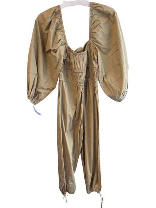 Ulla Johnson Size 6 Khaki Cotton Long Sleeve Off Shoulder Waist tie Jumpsuit Khaki / 6