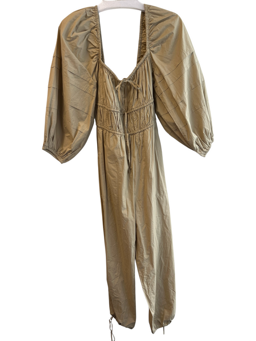 Ulla Johnson Size 6 Khaki Cotton Long Sleeve Off Shoulder Waist tie Jumpsuit Khaki / 6
