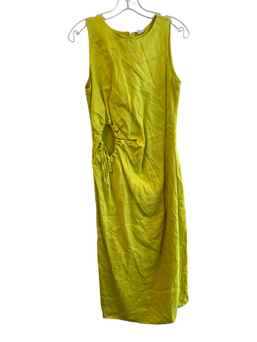 Magaschoni Size 6 Mustard Linen Sleeveless solid color Cut Out Design Dress Mustard / 6
