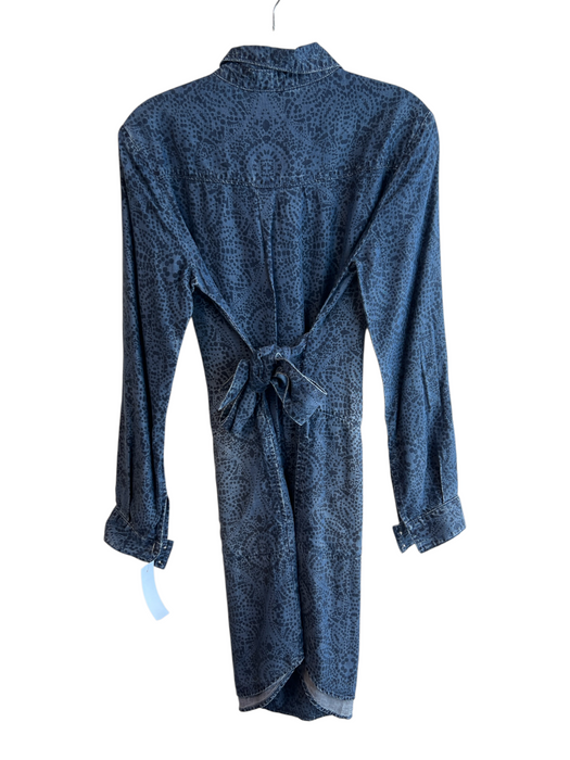 Cloth & Stone Size S Blue Tencel Long Sleeve Abstract Print Collar Dress Blue / S