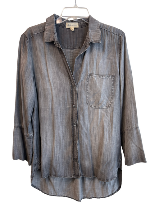 Cloth & Stone Size M Grey Lyocell Long Sleeve solid color Chest Pockets Top Grey / M