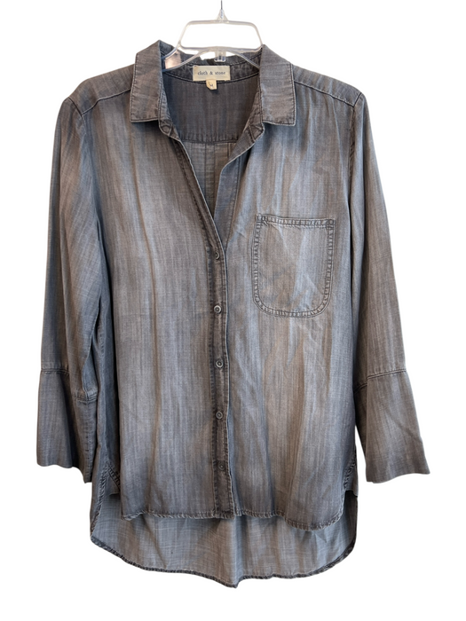 Cloth & Stone Size M Grey Lyocell Long Sleeve solid color Chest Pockets Top Grey / M