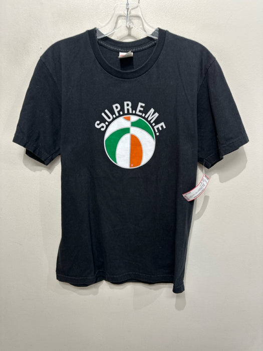 supreme Size S Black Cotton Blend logo T shirt Crew Men's Short Sleeve