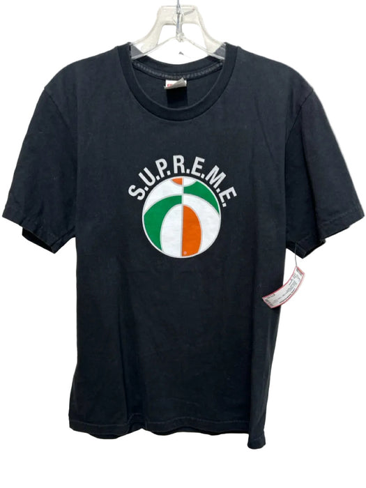 supreme Size S Black Cotton Blend logo T shirt Crew Men's Short Sleeve