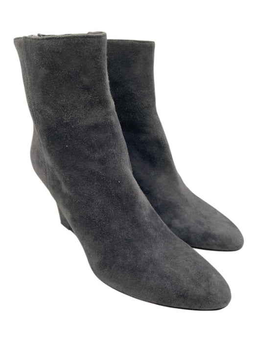 Jimmy Choo Shoe Size 39.5 Gray Suede Back Zip Almond Toe Wedge Booties Gray / 39.5
