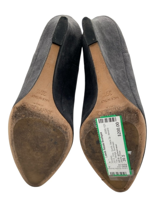 Jimmy Choo Shoe Size 39.5 Gray Suede Back Zip Almond Toe Wedge Booties Gray / 39.5