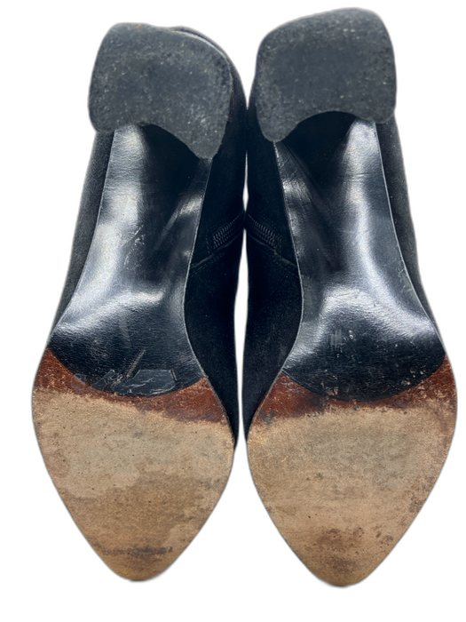 Stuart Weitzman Shoe Size 8.5 Black Suede Block Heel Zip Up Narrow toe Booties Black / 8.5