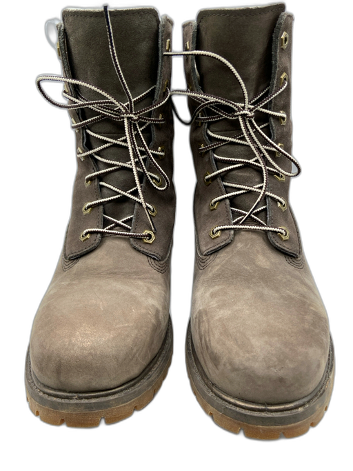 Timberland Shoe Size 8.5 Taupe Suede Faux Fur lace up Stitch Detail Booties Taupe / 8.5