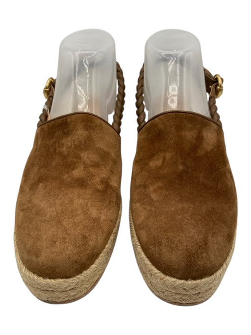 Gianvito Rossi Shoe Size 39.5 Brown & Beige Suede Upper Buckle Slingback Mules Brown & Beige / 39.5