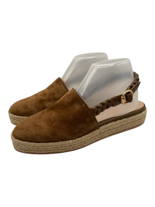 Gianvito Rossi Shoe Size 39.5 Brown & Beige Suede Upper Buckle Slingback Mules Brown & Beige / 39.5
