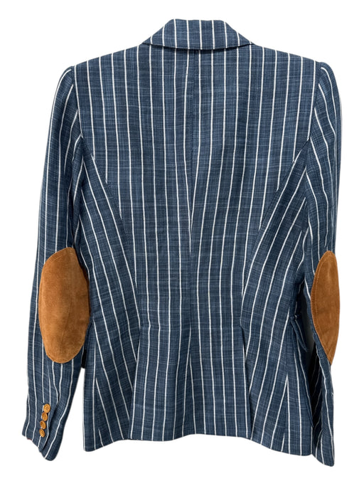 Smythe Size 2 Blue & Gray Linen Blend Stripe Blazer Jacket Blue & Gray / 2