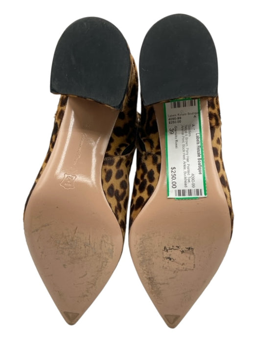 Gianvito Rossi Shoe Size 39 Beige & Brown Pony Hair Pointed Toe Ankle Booties Beige & Brown / 39