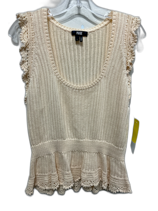 Paige Size L Orange Cotton Open Knit Sleeveless Scoop Neck Top Orange / L