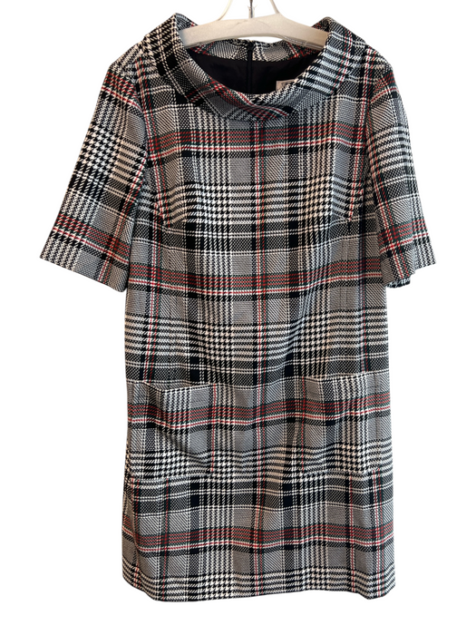 Trina Turk Size 10 White multi Polyester Blend Plaid Collar Short Sleeve Dress White multi / 10