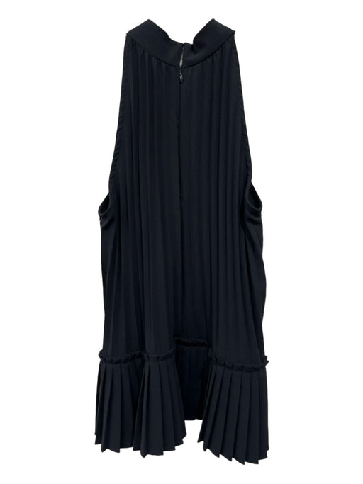Artelier Size S Black Polyester Round Neck Sleeveless Pleated Back Zip Top Black / S