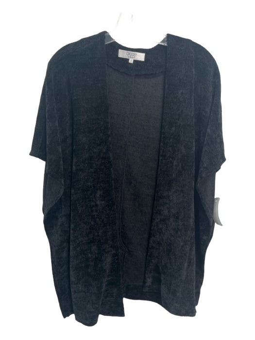 Crosby Size S Black Knit Open Front Short Sleeve Cardigan Black / S