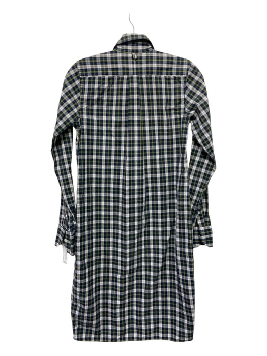 Ann Mashburn Size S Green, Blue & White Cotton Plaid Shirt dress Button Up Dress Green, Blue & White / S