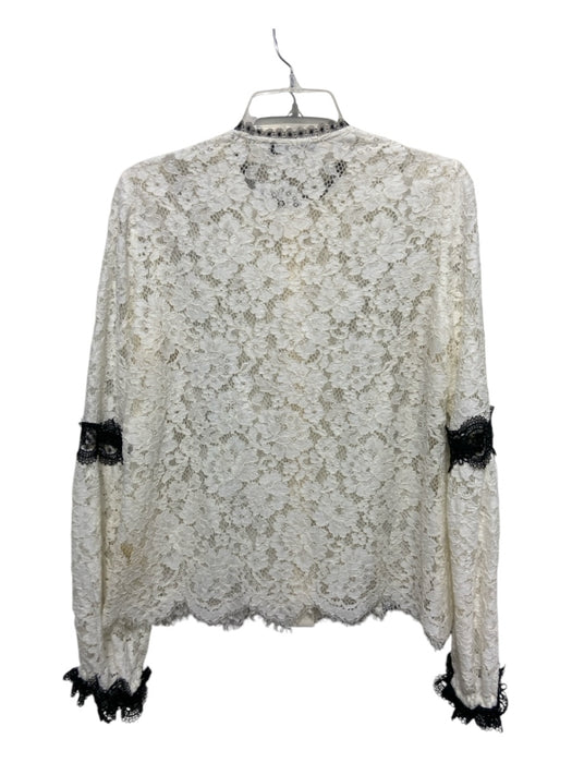 Alexis Size M Black, White & Cream Cotton Lace Button Up Embroidered Top Black, White & Cream / M