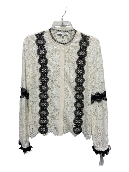 Alexis Size M Black, White & Cream Cotton Lace Button Up Embroidered Top Black, White & Cream / M