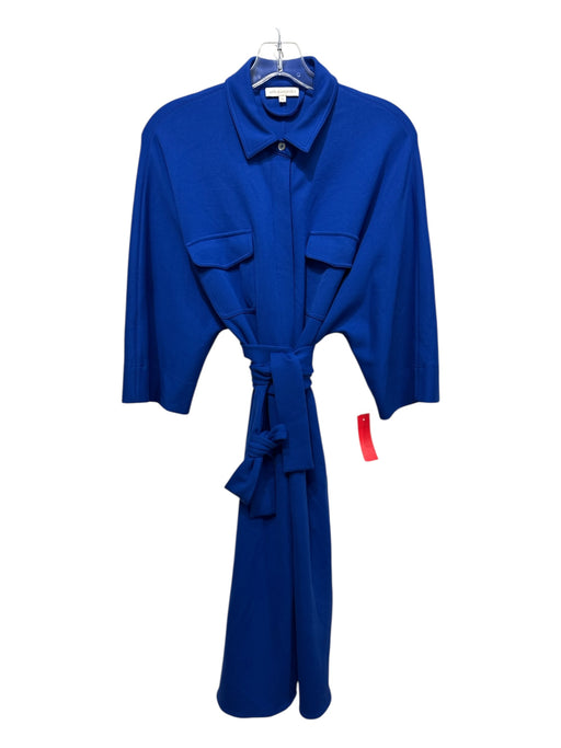 Ann Mashburn Size XS Cobalt Blue Viscose Blend Button Down Flap Pockets Dress Cobalt Blue / XS