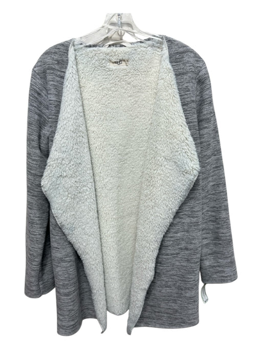 Ugg Size M Gray & Cream Rayon Blend Faux Sherpa Heathered Open Front Cardigan Gray & Cream / M
