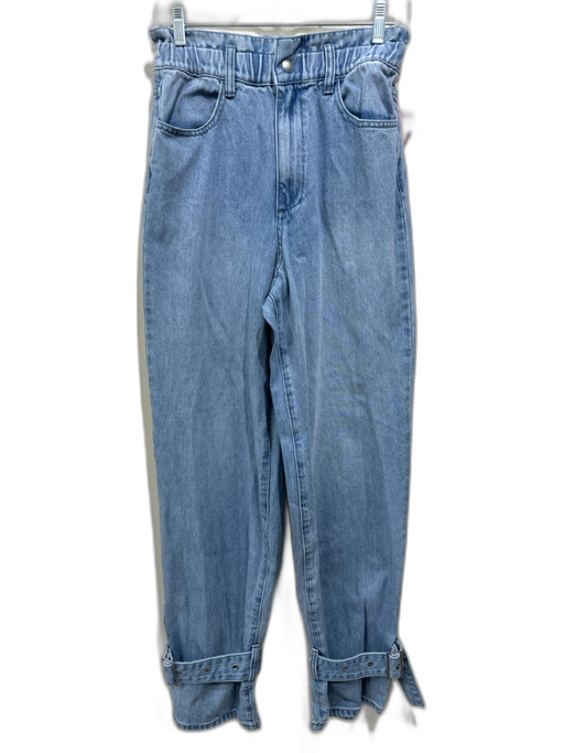 WeWoreWhat Size 27 Light Wash Cotton Denim Elastic Waist High Rise Tapered Jeans Light Wash / 27