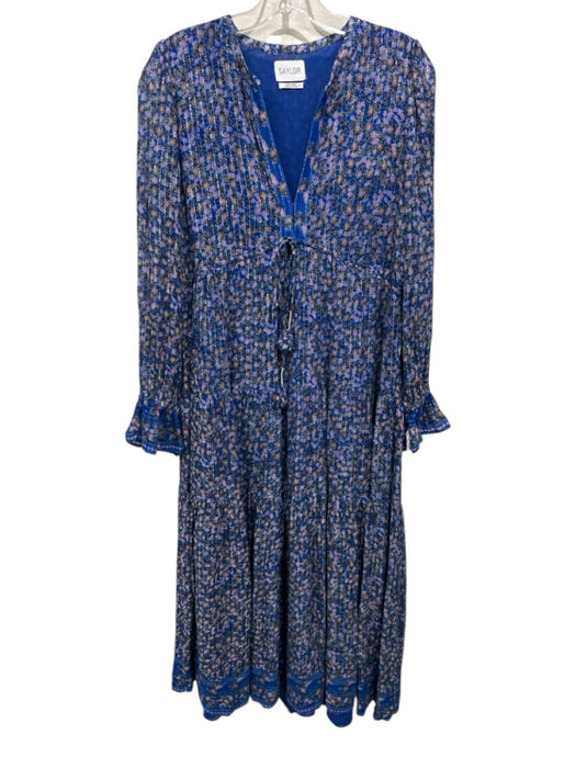 Saylor Size S Blue & Multi Viscose Blend Metallic Thread Floral Dress Blue & Multi / S