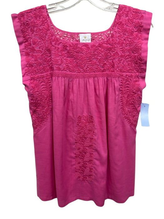 J.Marie Size XS Hot pink Rayon Blend Embroidered Sleeveless Gathered Detail Top Hot pink / XS