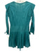 Sea New York Size 4 Teal Green Cotton Long Sleeve Micro Pleated Lace Trim Dress Teal Green / 4