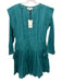 Sea New York Size 4 Teal Green Cotton Long Sleeve Micro Pleated Lace Trim Dress Teal Green / 4