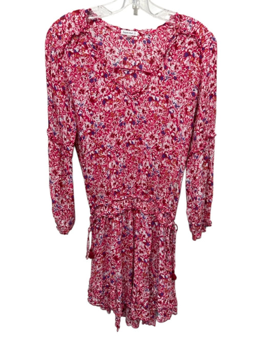 Poupette St. Barth Size Small Red, Pink, Purple Viscose Long Sleeve Floral Dress Red, Pink, Purple / Small