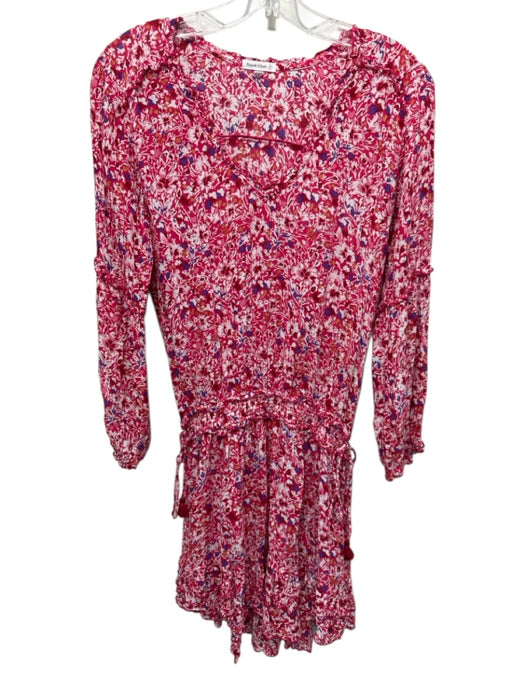 Poupette St. Barth Size Small Red, Pink, Purple Viscose Long Sleeve Floral Dress Red, Pink, Purple / Small