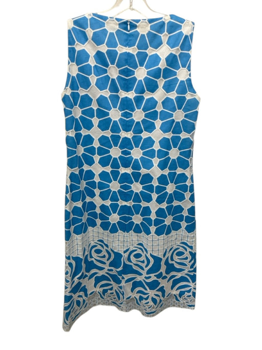 J Mclaughlin Size 6 Light blue & white Cotton Blend Sleeveless Floral Dress Light blue & white / 6