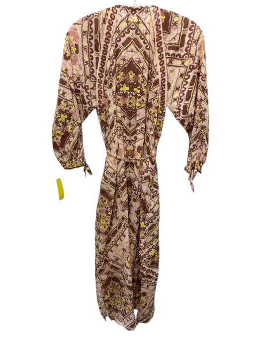 Cleobella Size Small Brown, Pink, Yellow Cotton Long Sleeve Floral Dress Brown, Pink, Yellow / Small