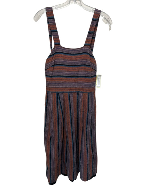 The Korner Size Small Orange, Purple, Teal Cotton & Linen Sleeveless Dress Orange, Purple, Teal / Small