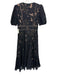 By Anthropologie Size 6 Black Cotton Blend Short Sleeve Floral Tiered Dress Black / 6