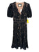 By Anthropologie Size 6 Black Cotton Blend Short Sleeve Floral Tiered Dress Black / 6
