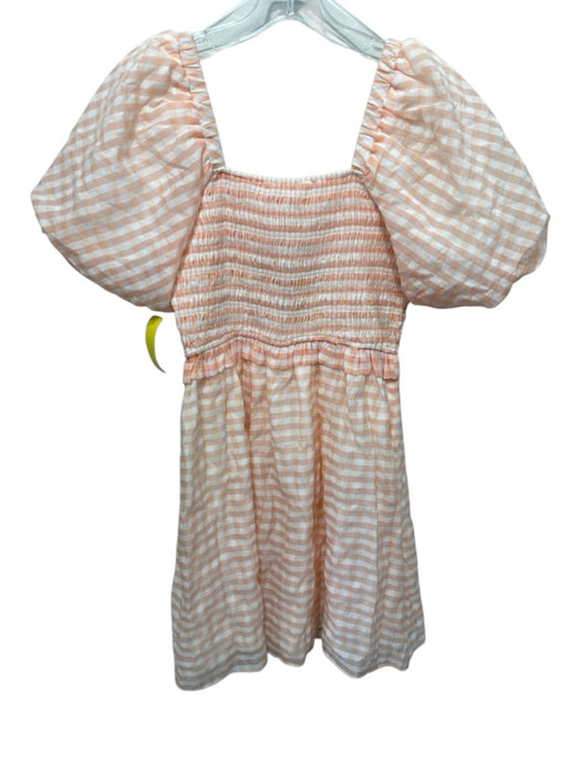 English Factory Size Small Orange & White Polyester Short Balloon Sleeve Dress Orange & White / Small